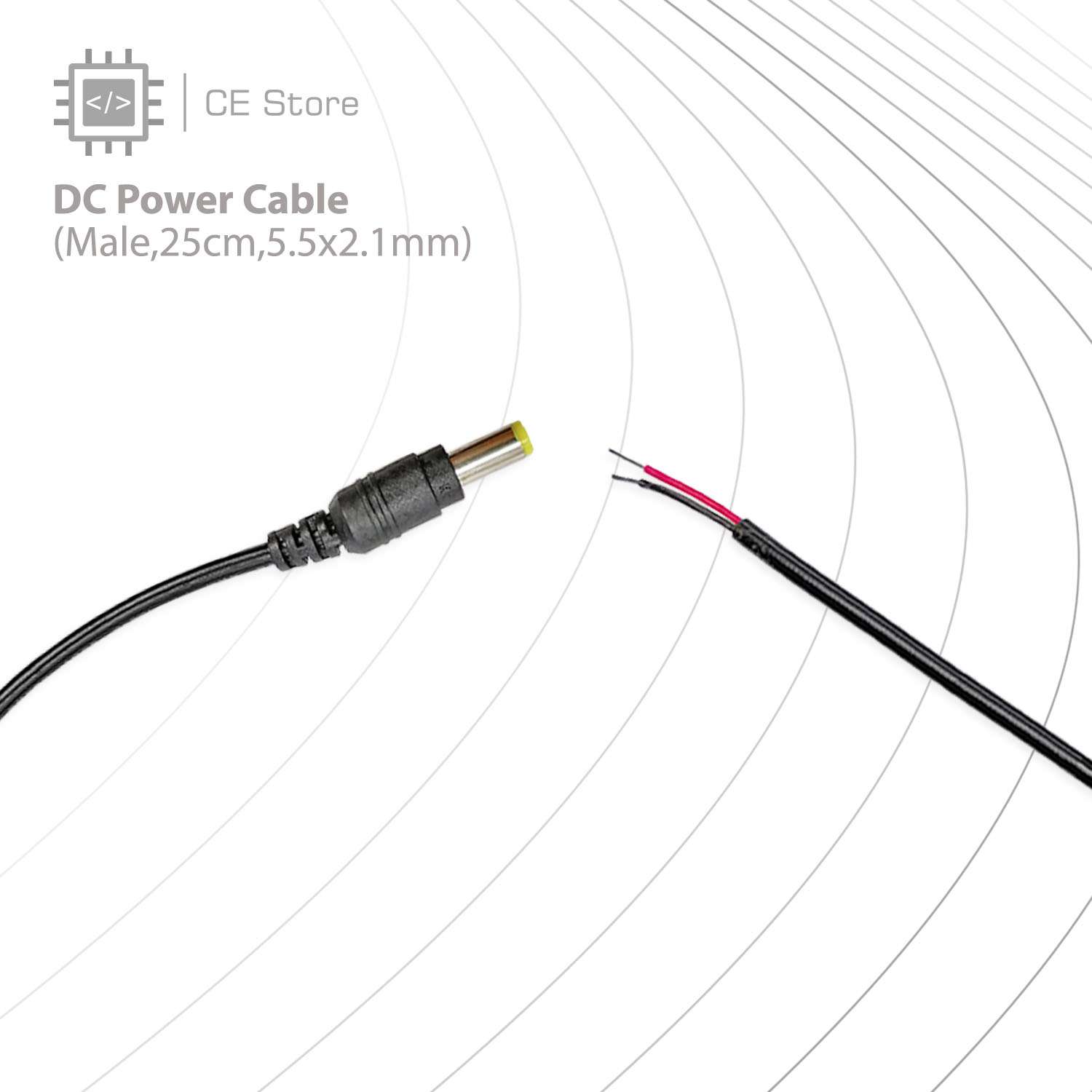 DC Power Cable (Male,25cm,5.5x2.1mm) - Image 3