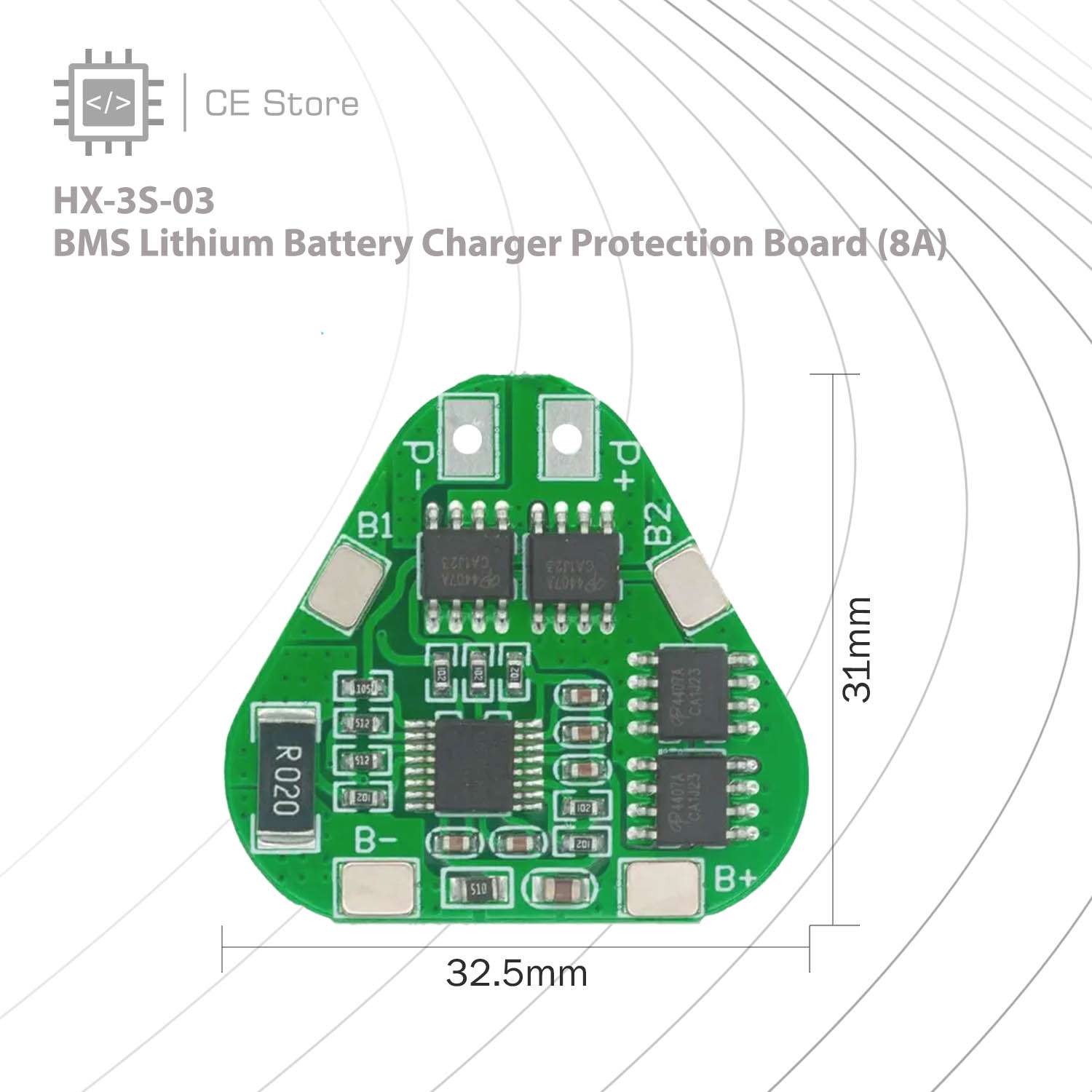 HX-3S-03 BMS Lithium Battery Charger Protection Board (8A) - Image 2