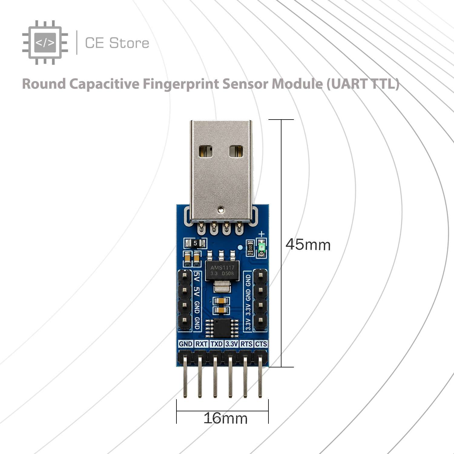 Round Capacitive Fingerprint Sensor Module (UART TTL) - Image 2