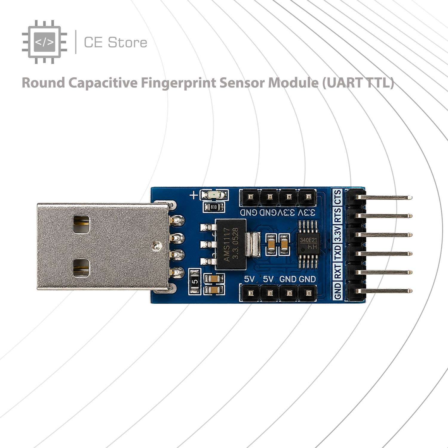 Round Capacitive Fingerprint Sensor Module (UART TTL) - Image 3